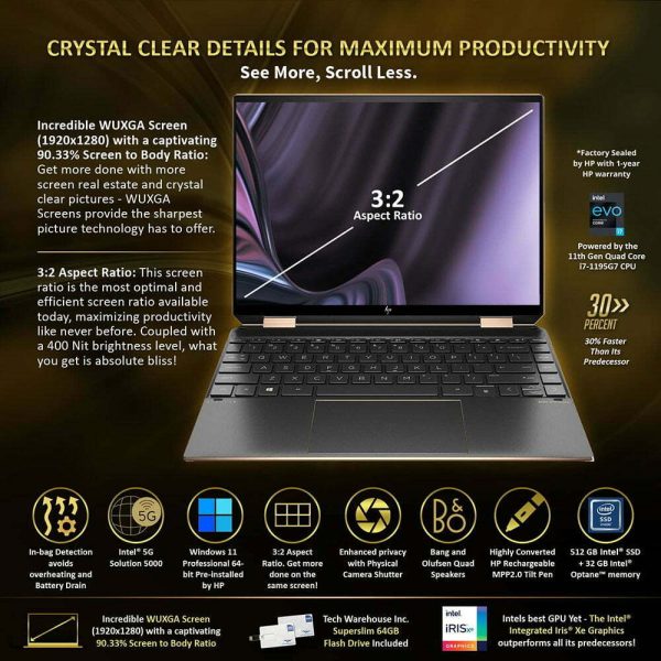 لپ تاپ اسپکتر اچ پی HP Spectre x360 14 (2021) Core i7-1165G7/16GB/512GB/Intel Iris XE