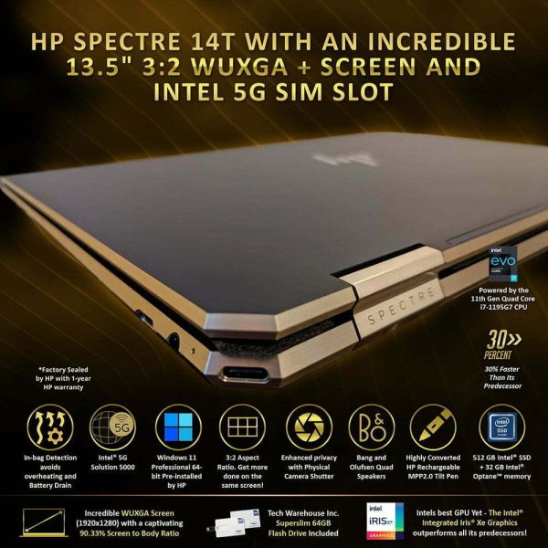 لپ تاپ اسپکتر اچ پی HP Spectre x360 14 (2021) Core i7-1165G7/16GB/512GB/Intel Iris XE