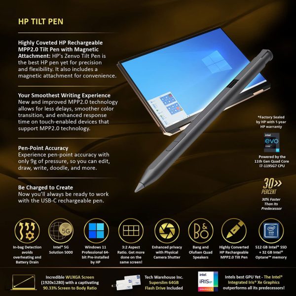 لپ تاپ اسپکتر اچ پی HP Spectre x360 14 (2021) Core i7-1165G7/16GB/512GB/Intel Iris XE