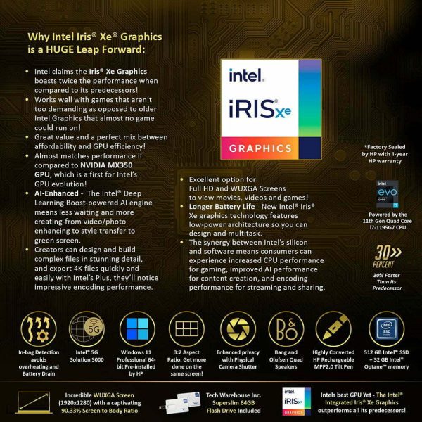 لپ تاپ اسپکتر اچ پی HP Spectre x360 14 (2021) Core i7-1165G7/16GB/512GB/Intel Iris XE