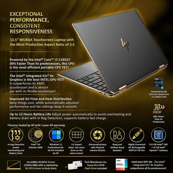 لپ تاپ اسپکتر اچ پی HP Spectre x360 14 (2021) Core i7-1165G7/16GB/512GB/Intel Iris XE