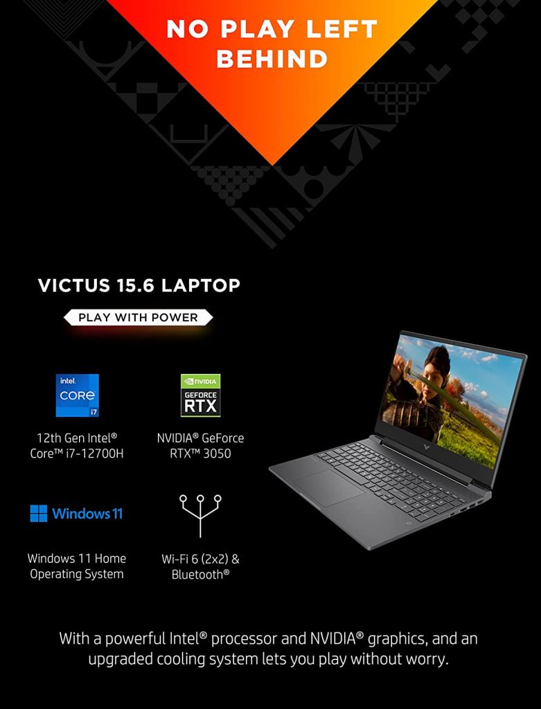 لپ تاپ گیمینگ HP Victus 15 پردازنده Core i7 نسل دوازدهم گرافیک شش/ چهار گیگ RTX