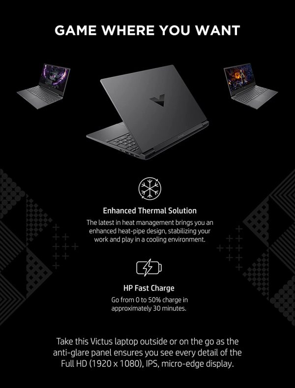 لپ تاپ گیمینگ HP Victus 15 پردازنده Core i7 نسل دوازدهم گرافیک شش/ چهار گیگ RTX